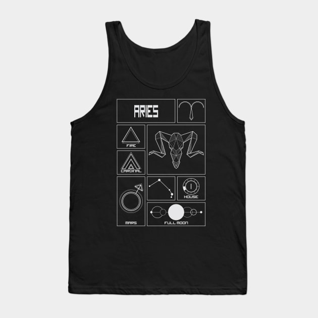 Aries Profile - Astrology Signs Tank Top by alcateiaart